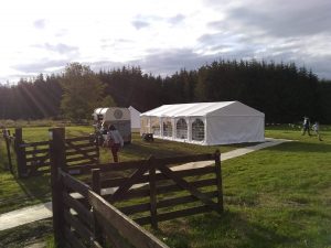 marquee in our field overlooking the Moray Firth